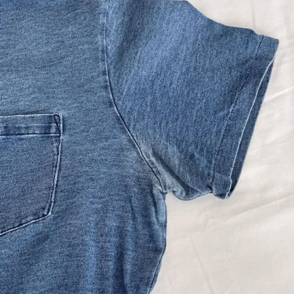 Polo Ralph Lauren Denim Pocket T-Shirt Men L Blue Knit Short Sleeve Casual Chore